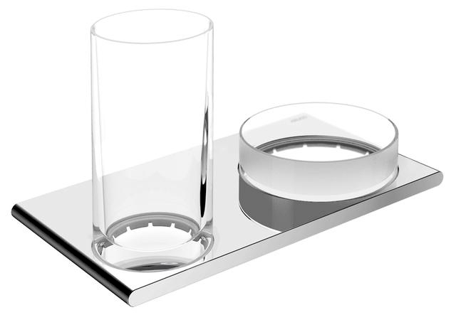 Doppel-Glashalter Edition 400 verchromt Glas u.Ablageschale verchromt