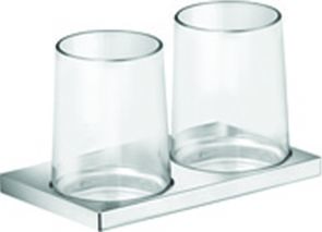 Doppel-Glashalter Edition 11 verchromt mit Kristallgläsern klar Keuco