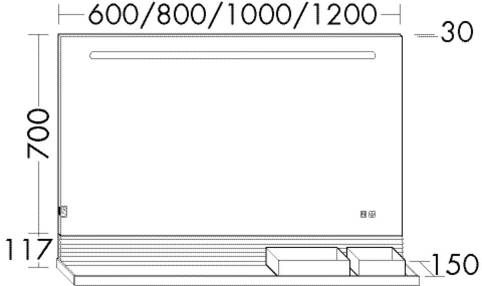 BB Leuchtsp.Fiumo SFXP080 817x800x150 Graphit Softmatt
