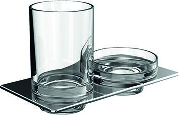 Doppelglashalter art verchromt Kristallglas klar Seifensp.klar Emco