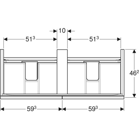 Acanto Unterschrank für Doppel-WT 2 Schubladen, 119x53,5x47,6cm, sand-grau