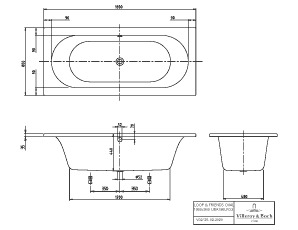 Badewanne Acryl Loop & Friends 180x80cm ovale Innenform weiss Villeroy+Boch